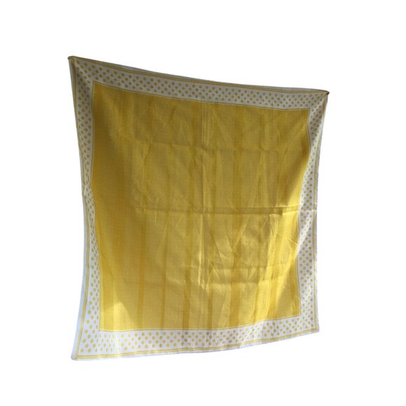 Vintage Yellow White Polka Dot Scarf Retro Accessory - Picture 1 of 5